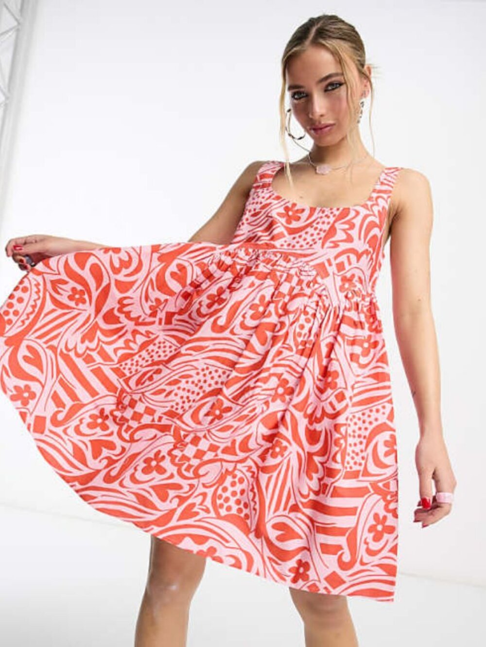 ASOS pink orange floral dress US8